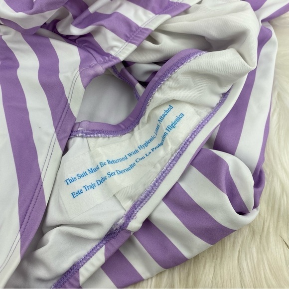 KONA SOL V-NECK OVER THE SHOULDER SWIMSUIT PURPLE AND WHITE SIZE 14W - Picture 3 of 10